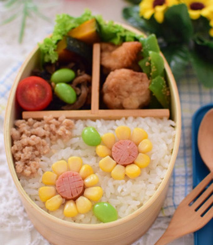 【キャラ弁】コーンのヒマワリ弁当-レシピのメイン写真