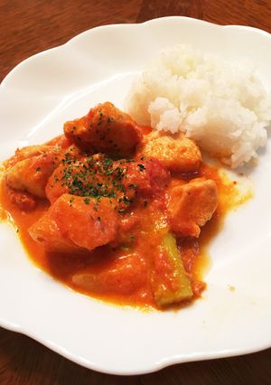 鶏むね肉とアスパラのトマトクリーム煮-レシピのメイン写真
