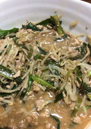 もやし&ニラの甘辛酢そぼろ-レシピのメイン写真