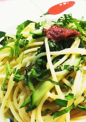 うめぇしそパスタ スープ付き-レシピのメイン写真