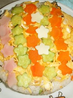 特別な日に可愛く、簡単にケーキ押し寿司!-レシピのメイン写真