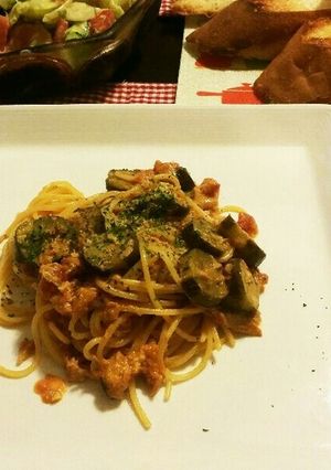ツナとナスのトマトクリームパスタ♪-レシピのメイン写真