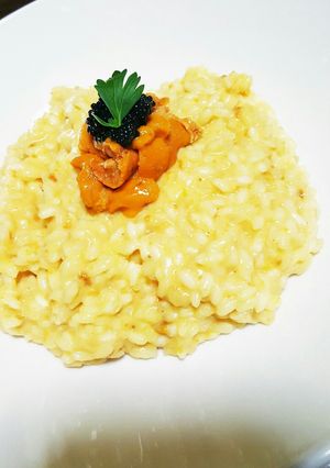 ウニとキャビアのリゾット　極道料理人v-レシピのメイン写真
