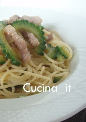 豚バラ肉とゴーヤーのスパゲッティ-レシピのメイン写真