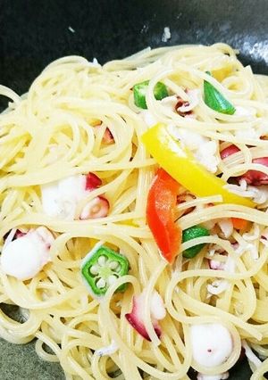 タコとしらすのスパゲッティー-レシピのメイン写真