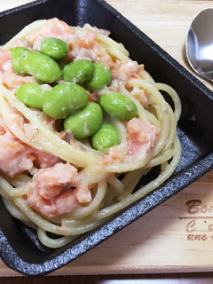 ミニスキレット!鮭のクリームパスタ♪-レシピのメイン写真