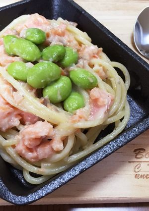 ミニスキレット！鮭のクリームパスタ♪-レシピのメイン写真