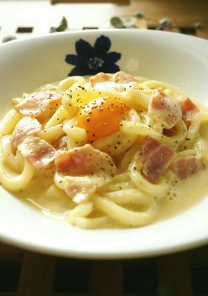mレンジで♪和風カルボナーラうどん-レシピのメイン写真