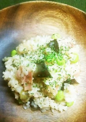 簡単！生米DE枝豆とナスのリゾット♪-レシピのメイン写真