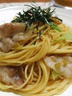 楽ウマ~☆豚バラと長ねぎの柚胡椒パスタ-レシピのメイン写真