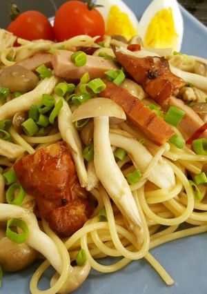 焼き豚ときのこの和パスタ-レシピのメイン写真