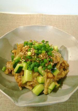 なめたけきゅうり納豆♪-レシピのメイン写真