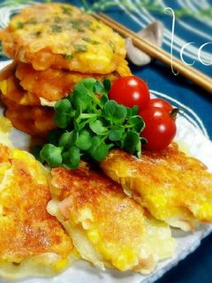 とうもろこしのチヂミ◎ハムチーズ&キムチ-レシピのメイン写真