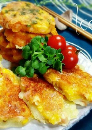 とうもろこしのチヂミ◎ハムチーズ＆キムチ-レシピのメイン写真