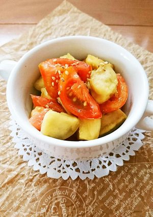 レンジで簡単☆ナスとトマトの中華マリネ。-レシピのメイン写真