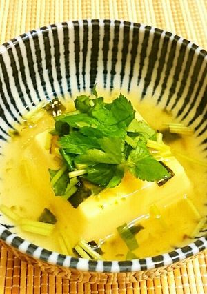 松茸のお吸い物で☆冷やし餡かけ玉子豆腐-レシピのメイン写真