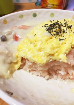 クリームシチューのたらこオムライス-レシピのメイン写真