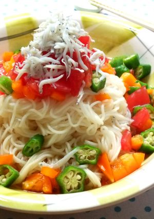 しらすとトマトの彩り素麺-レシピのメイン写真