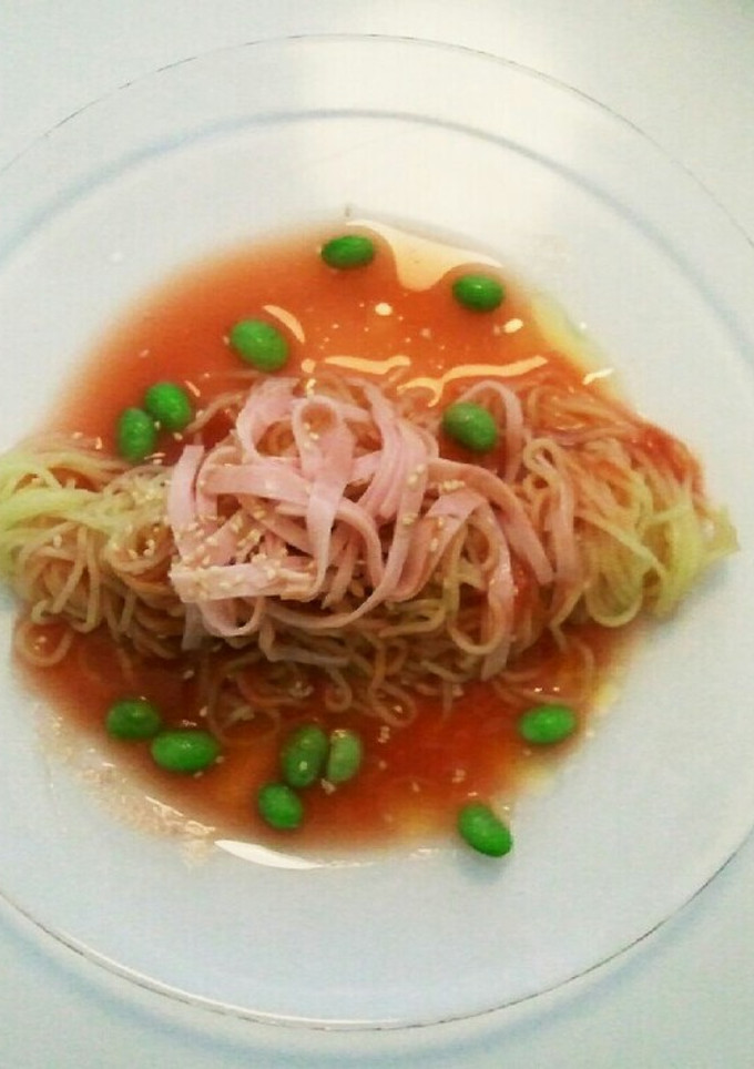 冷製パスタ風☆減塩トマトだれ冷やし中華-レシピのメイン写真
