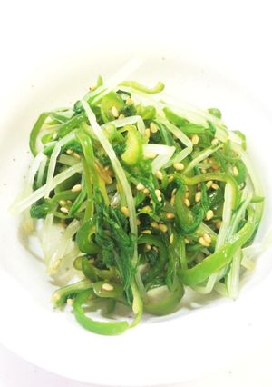 管理栄養士の水菜とピーマンの辛子和え-レシピのメイン写真