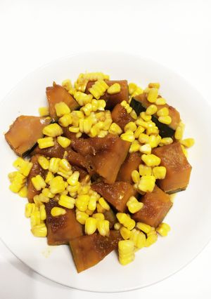 かぼちゃとコーンの煮付け-レシピのメイン写真