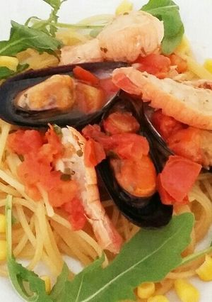 ムール貝と海老のスープパスタ-レシピのメイン写真