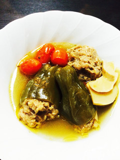 ピーマンの肉詰め スープ 煮-レシピのメイン写真