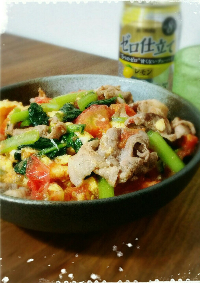 簡単♪小松菜トマトの玉子中華炒め-レシピのメイン写真