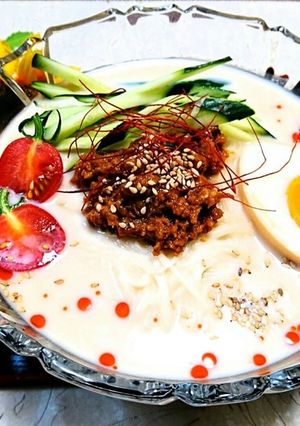 瓶詰で時短！担々麺風　冷やしそうめん-レシピのメイン写真