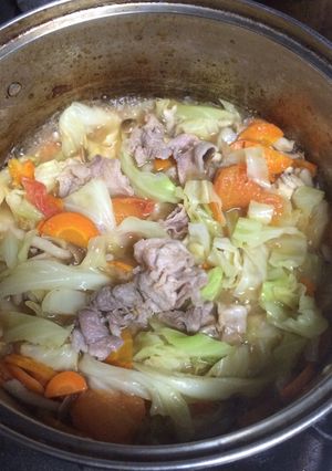 うどんスープの豚肉と野菜の煮浸し-レシピのメイン写真