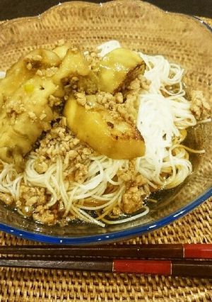 子供も大好き!白なすの麻婆そうめん-レシピのメイン写真