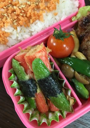 お弁当に！カニカマとスナップエンドウ天！-レシピのメイン写真