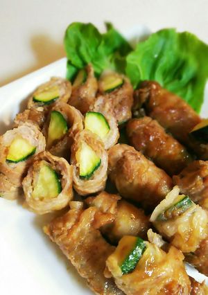 肉味噌で☆ズッキーニの 豚肉巻き.:*-レシピのメイン写真
