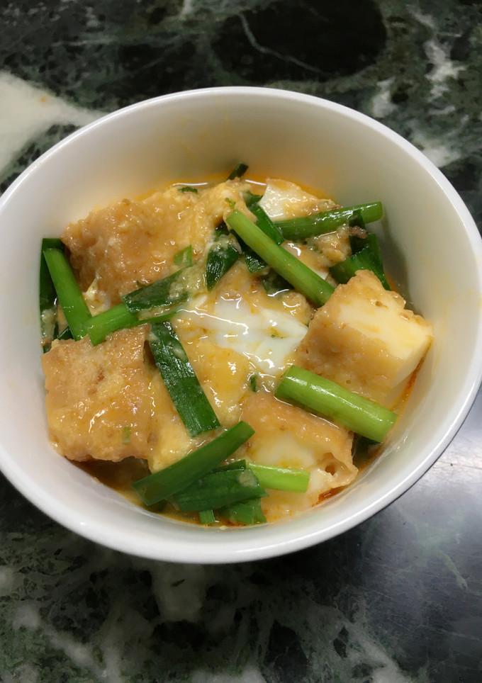 簡単♪麻婆豆腐の素で厚揚げとニラの卵とじ-レシピのメイン写真
