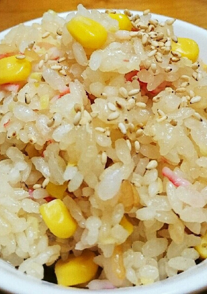 生姜香る☆コーンとカニかまの炊き込みご飯-レシピのメイン写真