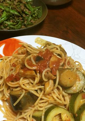 パンチェッタと夏野菜のトマトハーブパスタ-レシピのメイン写真