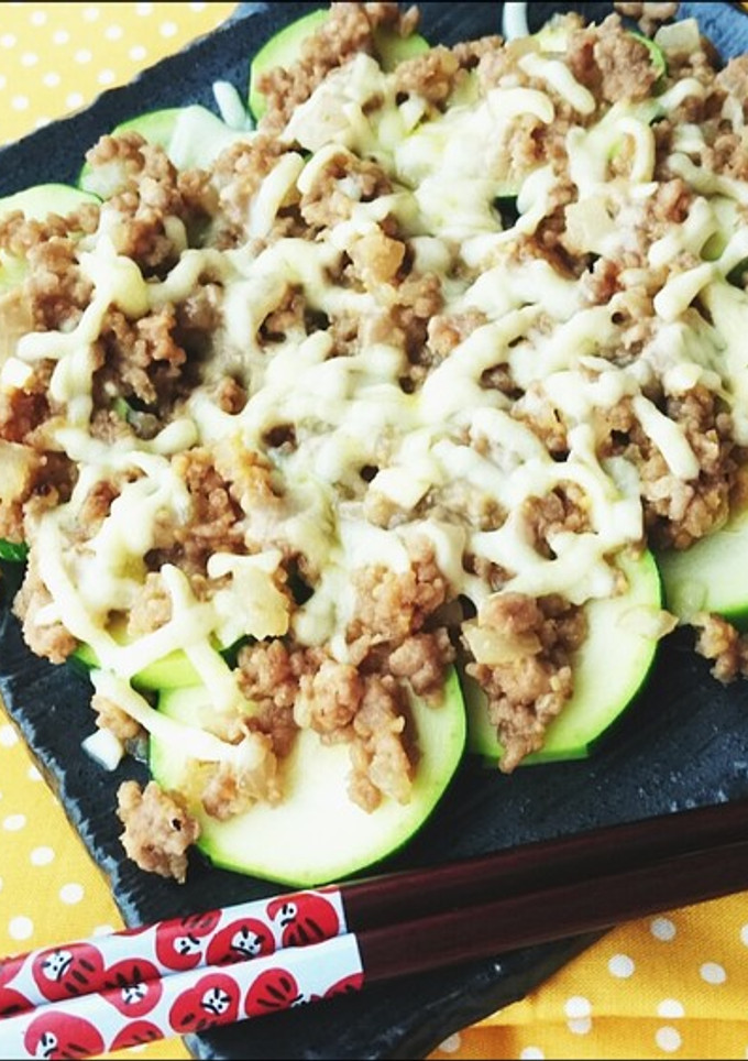 ズッキーニのレンチン肉味噌チーズ♥-レシピのメイン写真