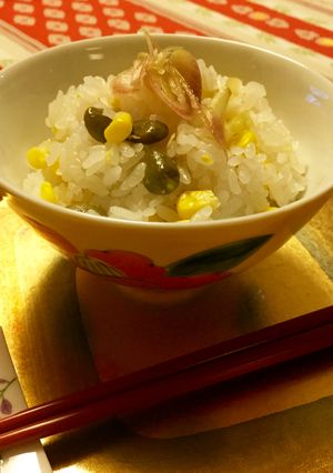 夏！トウモロコシ枝豆の酒入り炊き込みご飯-レシピのメイン写真