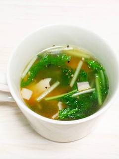 もち麦(大麦)と水菜とベーコンのスープ-レシピのメイン写真