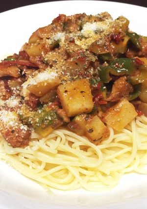 夏バテにぴったり 野菜カレーパスタ-レシピのメイン写真