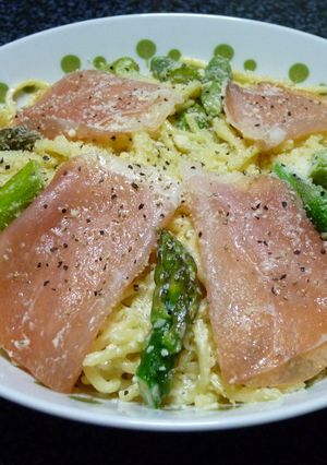 生ハムとアスパラのクリームパスタ-レシピのメイン写真