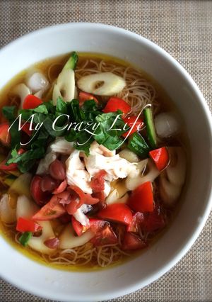 ぷるぷるササミとトマトの素麺ブライン液-レシピのメイン写真