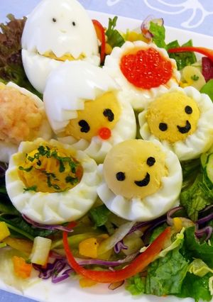 【花卵コロン】ゆでたまご花＆ひよこサラダ-レシピのメイン写真