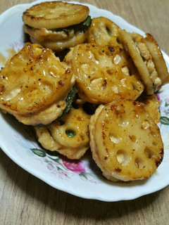 ヘルシー!♡レンコンのはさみ焼き♡甘辛煮-レシピのメイン写真