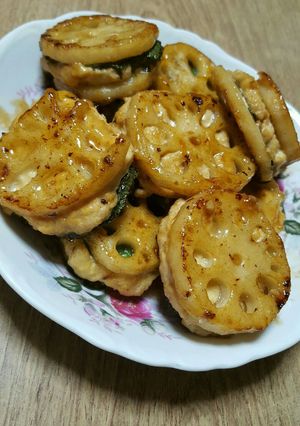 ヘルシー!♡レンコンのはさみ焼き♡甘辛煮-レシピのメイン写真