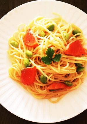 子供と一緒に！サーモンと枝豆のパスタ-レシピのメイン写真
