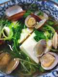 豆腐とつまみ菜のあさり餡煮