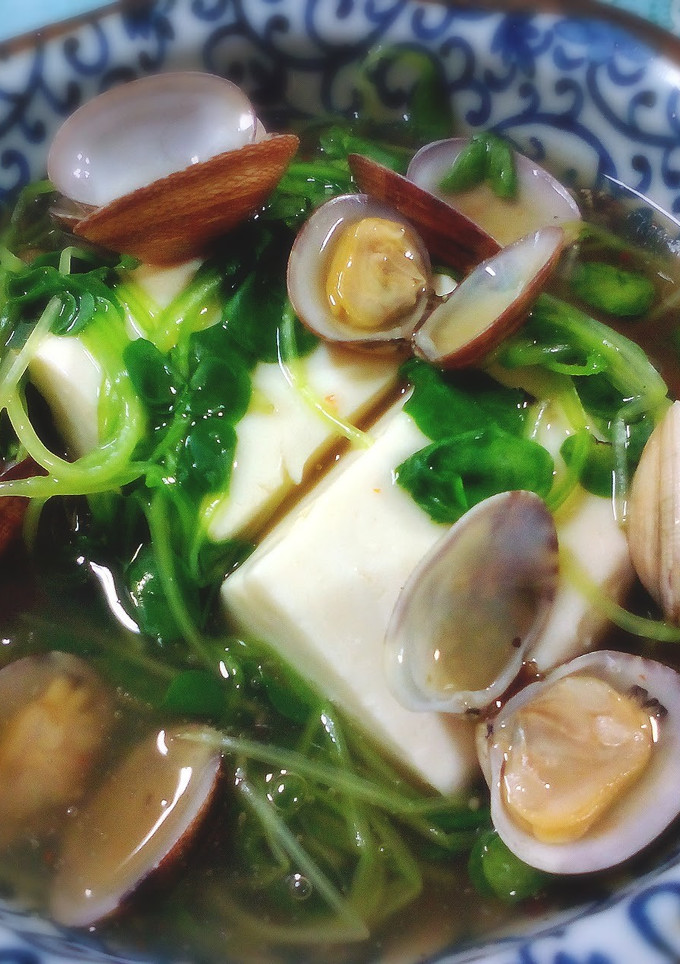 豆腐とつまみ菜のあさり餡煮-レシピのメイン写真