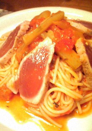 まぐろタタキの冷製ラタトゥイユパスタ-レシピのメイン写真