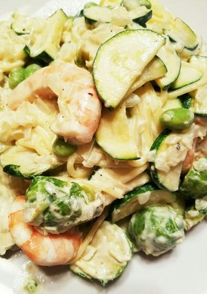 糖質制限☆エビと芽キャベツのパスタ-レシピのメイン写真